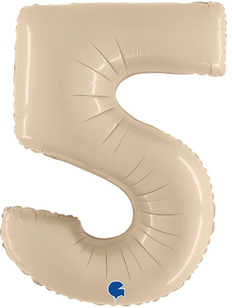 Folienballon - Zahl 5: Creme - ø 102cm